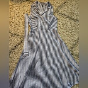 Striped Blue and White Sleeveless Dress